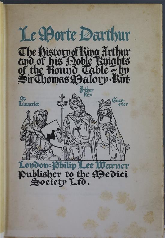 Malory, Thomas Sir - Le Morte Darthur, illustrated by W. Russell Flint, 2 vols, qto, green cloth gilt, 36 colour